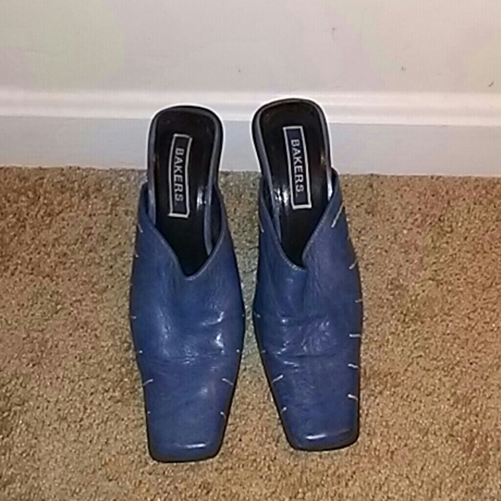Blue slip on clogs